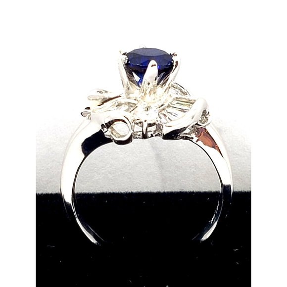 Cocktail Ring 14k white gold, Blue Cubic Zirconia Size 7.5 - Picture 8 of 13